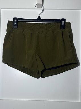 Wander Olive Green Elastic-Waist Lined Athletic Shorts
